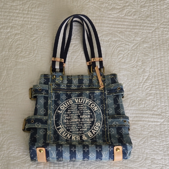Louis Vuitton Denim Monogram Tote - Picture 1 of 11
